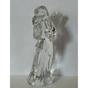 Baccarat Crystal Angel‎ w/ Horn 6" Signed France Clear Trumpeting Angel Figurine